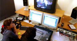 Nathalie Marcault et Corinne pendant le montage son